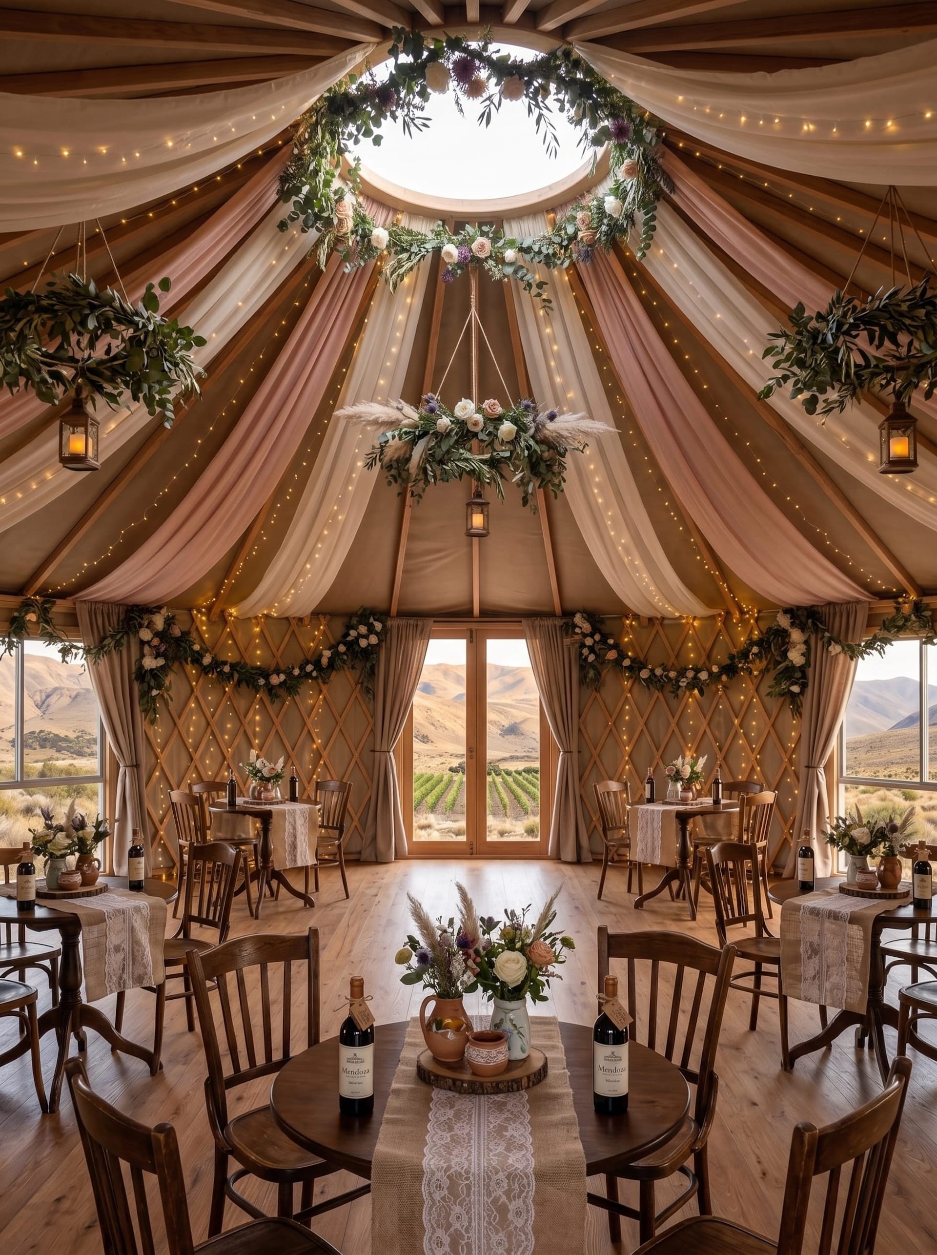 Yurta preparada para boda íntima o evento especial