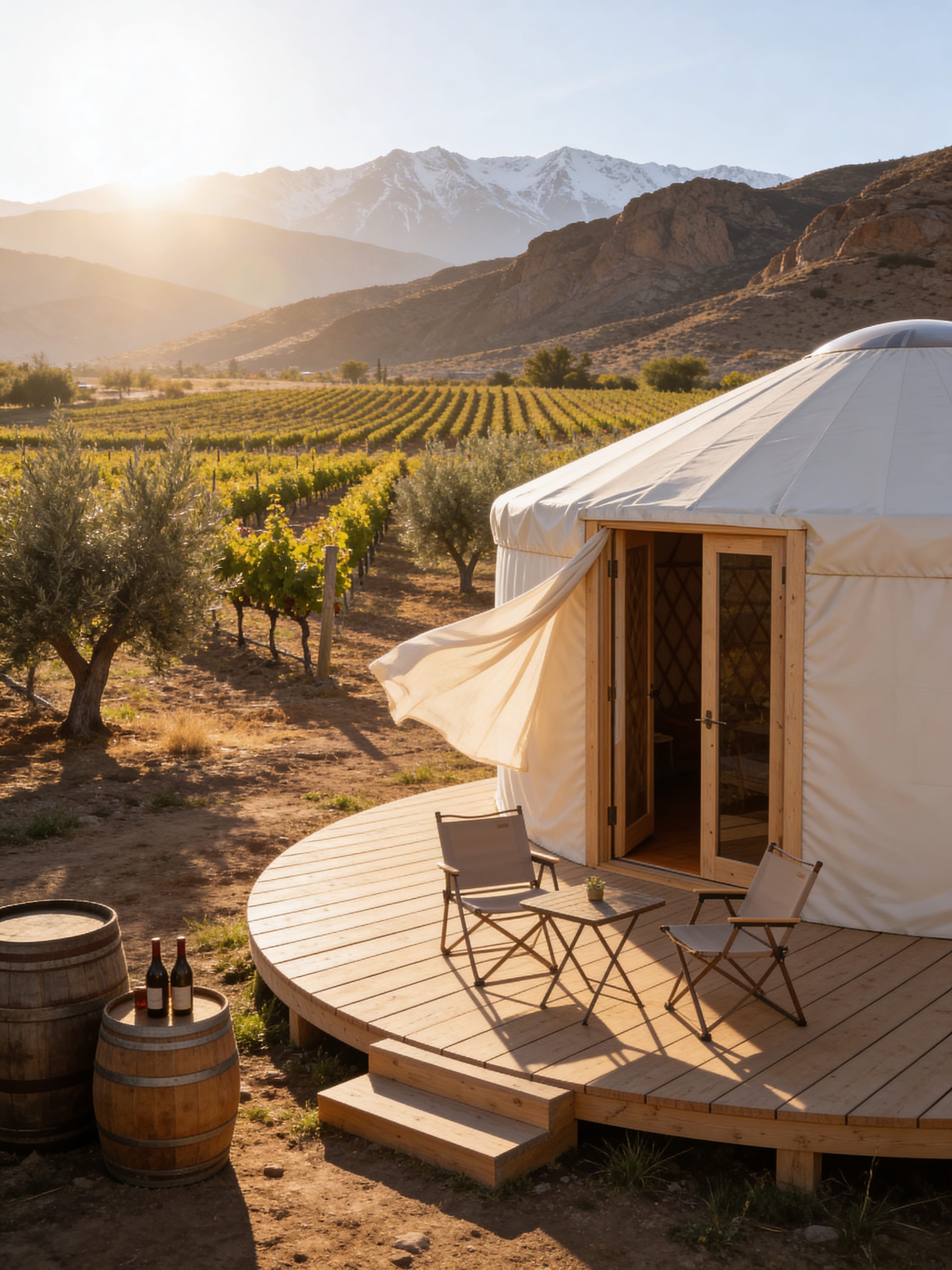 Yurta en Mendoza con vista a la montaña